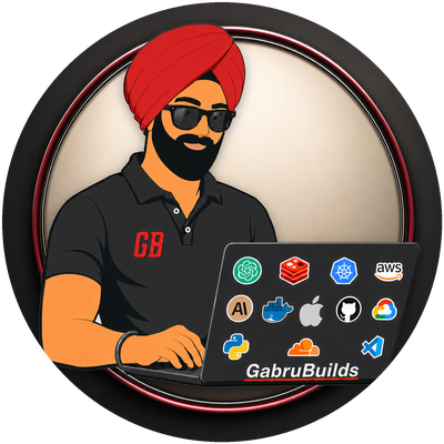 gabrubuilds — Sikh developer at laptop, shipping AI products